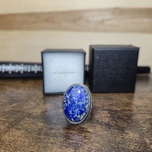 Vintage Sterling Silver Blue Stone Hand Made  Ring Gemstone Ring.